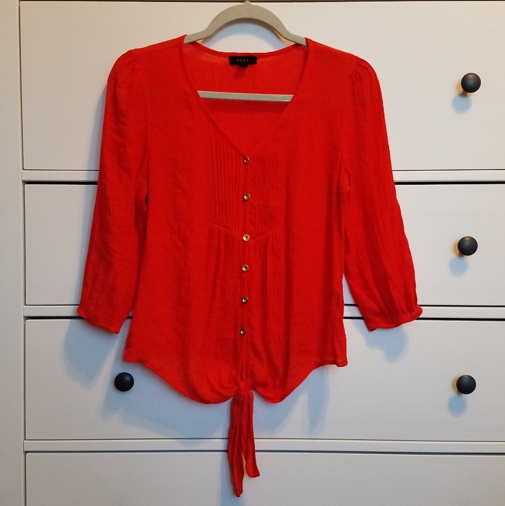 Edge Orange Tie Top